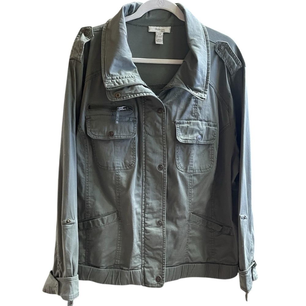 Style & Co Women’s Olive Green Utility Jacket. Size 24W